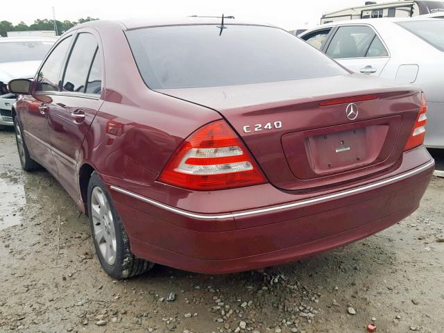 WDBRF61J45A653687 - 2005 MERCEDES-BENZ C 240 MAROON photo 3