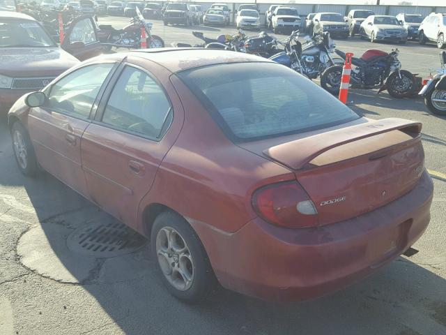 1B3ES56C85D114425 - 2005 DODGE NEON SXT RED photo 3