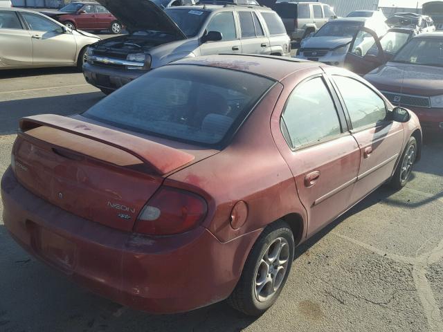 1B3ES56C85D114425 - 2005 DODGE NEON SXT RED photo 4