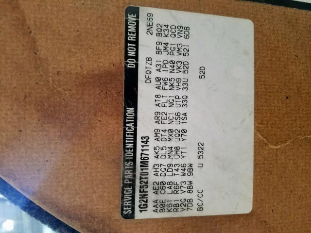 1G2NF52T01M671143 - 2001 PONTIAC GRAND AM S GOLD photo 10