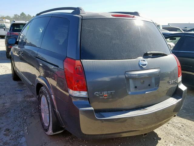 5N1BV28U14N361299 - 2004 NISSAN QUEST S CHARCOAL photo 3