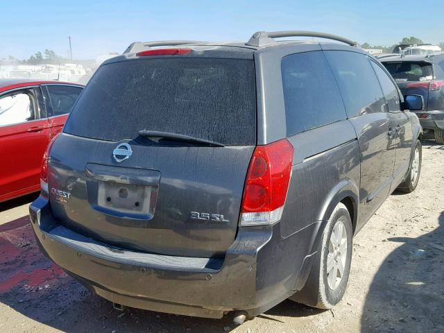 5N1BV28U14N361299 - 2004 NISSAN QUEST S CHARCOAL photo 4