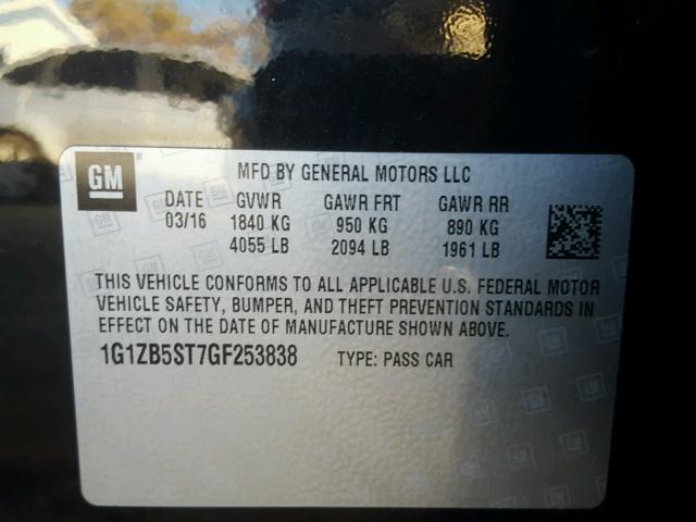 1G1ZB5ST7GF253838 - 2016 CHEVROLET MALIBU LS Қара фото 10