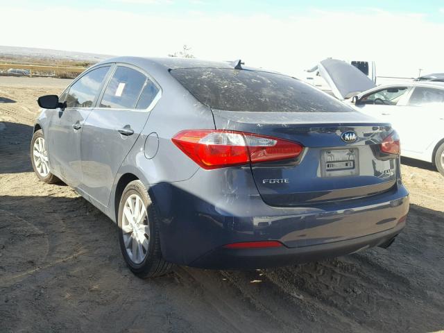 KNAFX4A81F5302682 - 2015 KIA FORTE EX BLUE photo 3