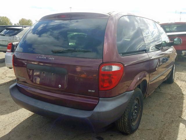 1B4GP25342B584352 - 2002 DODGE CARAVAN SE RED photo 4