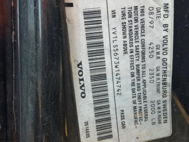 YV1LS5673W1474742 - 1998 VOLVO S70 GLT BLACK photo 10