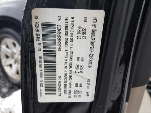 2C3KA53G86H202766 - 2006 CHRYSLER 300 TOURIN BLACK photo 10