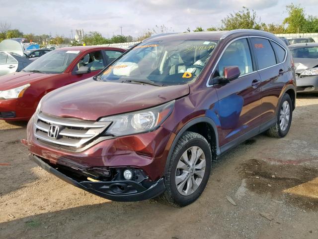 5J6RM4H73EL055577 - 2014 HONDA CR-V EXL BURGUNDY photo 2