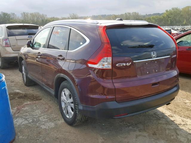 5J6RM4H73EL055577 - 2014 HONDA CR-V EXL BURGUNDY photo 3