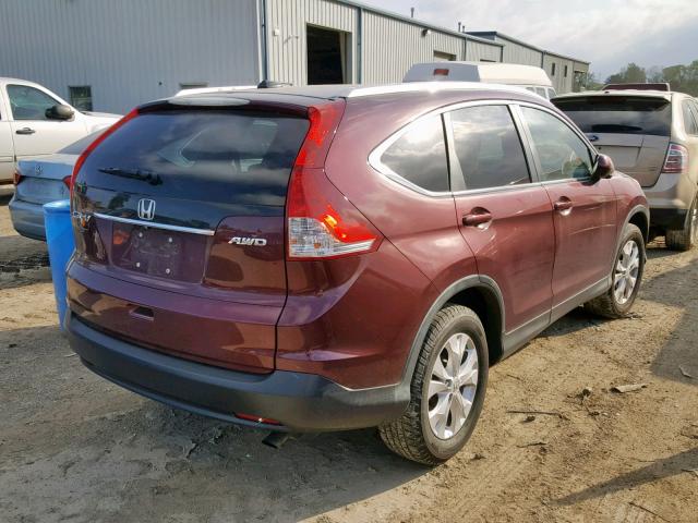 5J6RM4H73EL055577 - 2014 HONDA CR-V EXL BURGUNDY photo 4