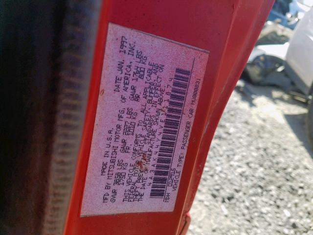 4A3AK44Y4VE111874 - 1997 MITSUBISHI ECLIPSE GS RED photo 10