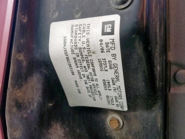 1G8AJ55F86Z203180 - 2006 SATURN ION LEVEL MAROON photo 10