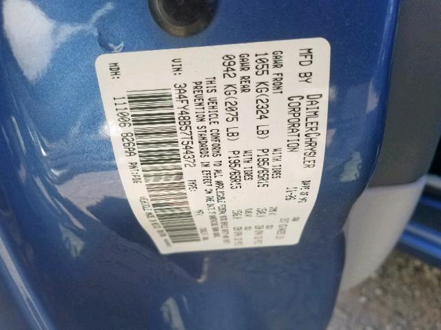 3A4FY48B57T544372 - 2007 CHRYSLER PT CRUISER BLUE photo 10