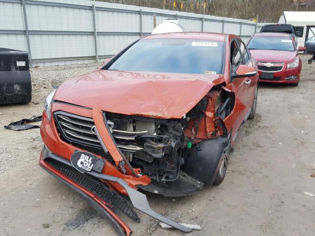 5NPE34AB0FH054432 - 2015 HYUNDAI SONATA SPO ORANGE photo 2