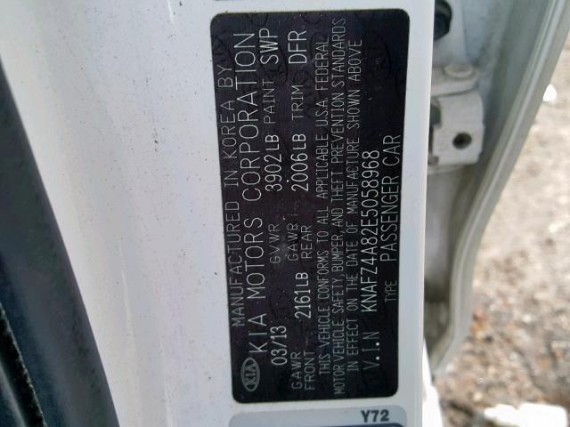 KNAFZ4A82E5058968 - 2014 KIA FORTE EX  photo 10