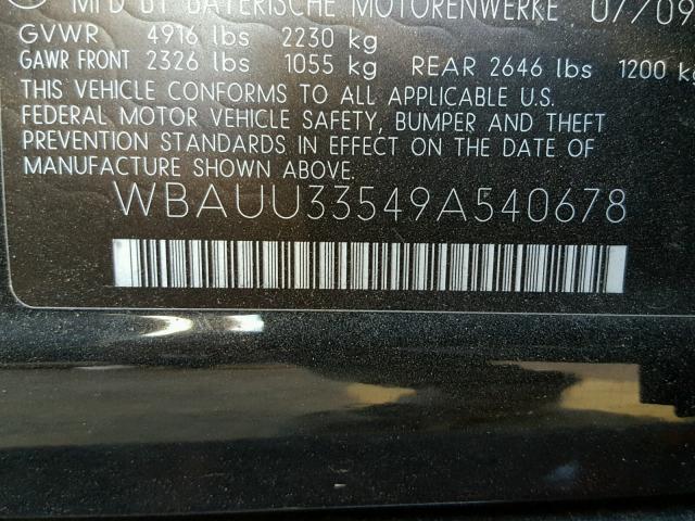 WBAUU33549A540678 - 2009 BMW 328 XIT BLACK photo 10
