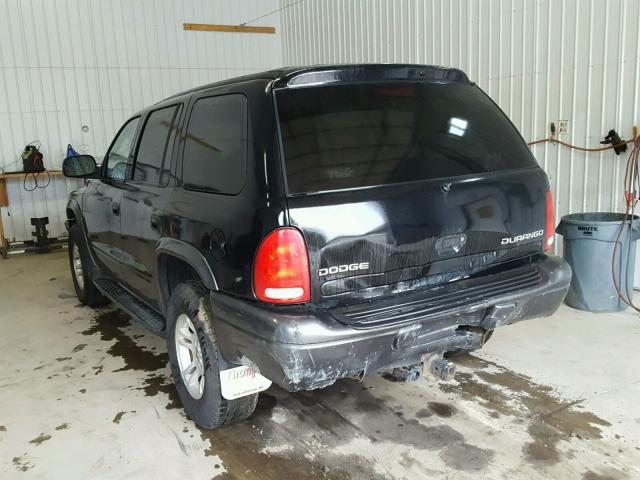 1B4HS38N32F191229 - 2002 DODGE DURANGO SP BLACK photo 3