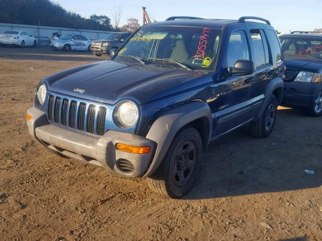 1J4GL48K44W259574 - 2004 JEEP LIBERTY SP BLUE photo 2