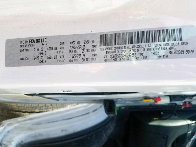 3C6TRVCGXHE547053 - 2017 RAM PROMASTER 白色 照片 10