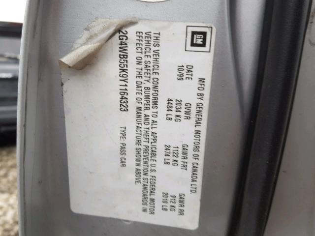 2G4WB55K9Y1164323 - 2000 BUICK REGAL LS SILVER photo 10