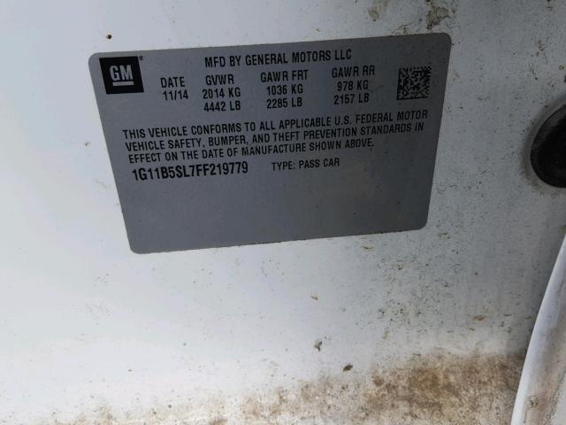 1G11B5SL7FF219779 - 2015 CHEVROLET MALIBU LS თეთრი ფოტო 10