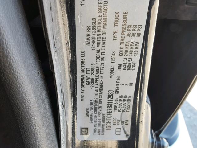 1GCHTCFE7B8112930 - 2011 CHEVROLET COLORADO L BLACK photo 10