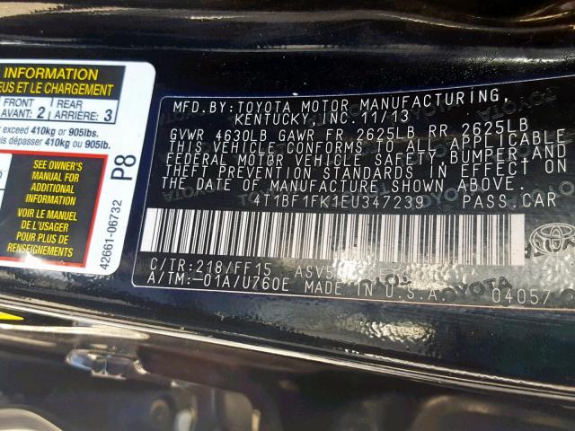 4T1BF1FK1EU347239 - 2014 TOYOTA CAMRY L შავი ფოტო 10