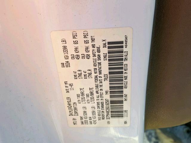 3D7MX48C26G182507 - 2006 DODGE RAM 3500 S WHITE photo 10