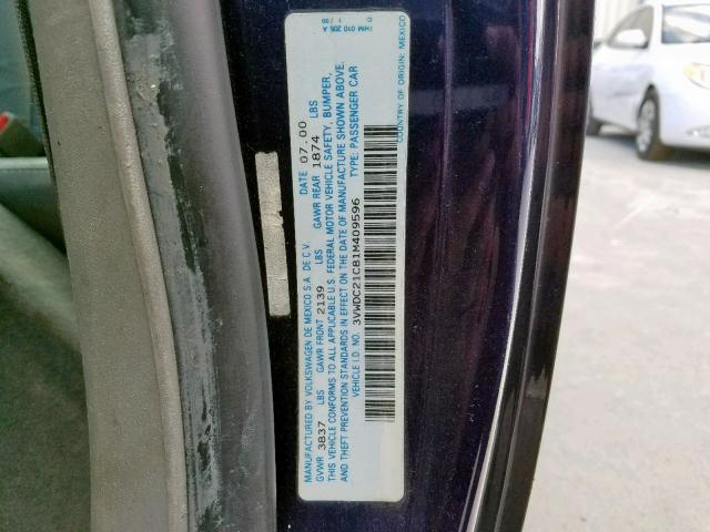 3VWDC21C81M409596 - 2001 VOLKSWAGEN NEW BEETLE ლურჯი ფოტო 10