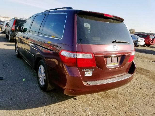 5FNRL38667B418406 - 2007 HONDA ODYSSEY EX BURGUNDY photo 3