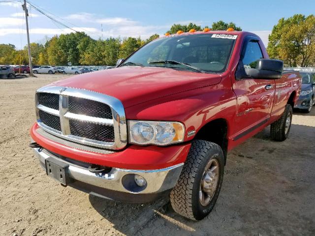 3D7KU26D24G196307 - 2004 DODGE RAM 2500 S RED photo 2