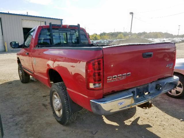 3D7KU26D24G196307 - 2004 DODGE RAM 2500 S RED photo 3