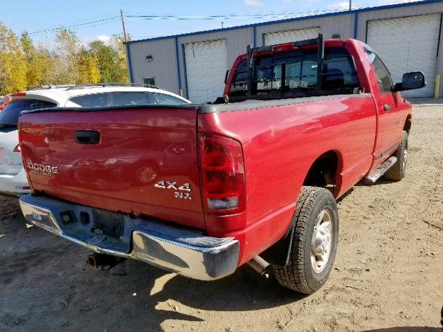 3D7KU26D24G196307 - 2004 DODGE RAM 2500 S RED photo 4