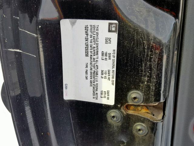 1G2WP12K12F230256 - 2002 PONTIAC GRAND PRIX BLACK photo 10