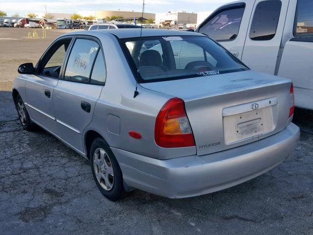 KMHCG45CX1U200344 - 2001 HYUNDAI ACCENT GL SILVER photo 3