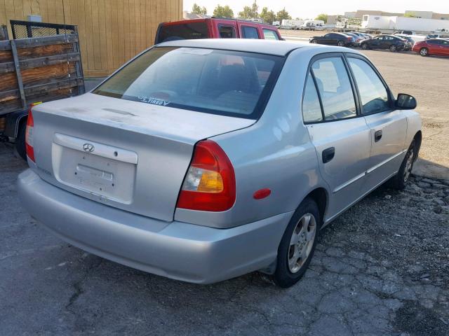 KMHCG45CX1U200344 - 2001 HYUNDAI ACCENT GL SILVER photo 4