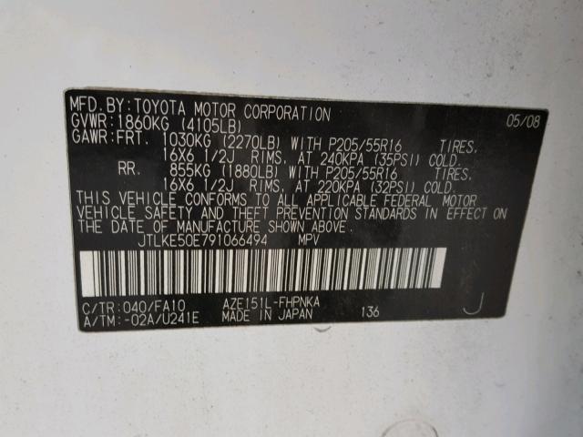 JTLKE50E791066494 - 2009 TOYOTA SCION XB Ağ foto 10