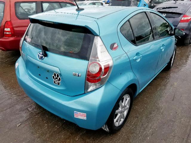 JTDKDTB32D1058942 - 2013 TOYOTA PRIUS C BLUE photo 4