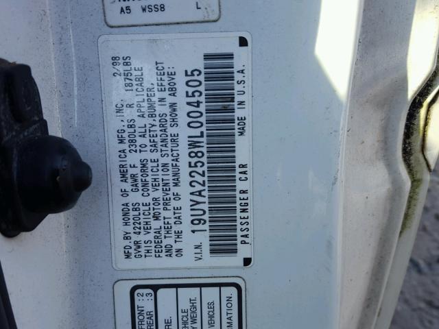 19UYA2258WL004505 - 1998 ACURA 3.0CL Ақ фото 10