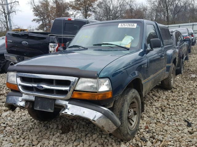 1FTYR10C9WTA65221 - 1998 FORD RANGER GREEN photo 2