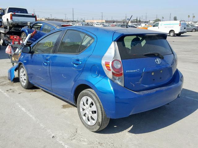 JTDKDTB33D1555854 - 2013 TOYOTA PRIUS C BLUE photo 3