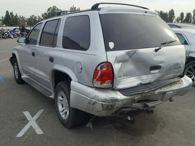 1B4HR48N42F178376 - 2002 DODGE DURANGO SL SILVER photo 3