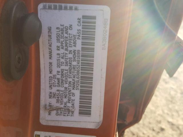 5Y2SL63865Z481699 - 2005 PONTIAC VIBE ORANGE photo 10