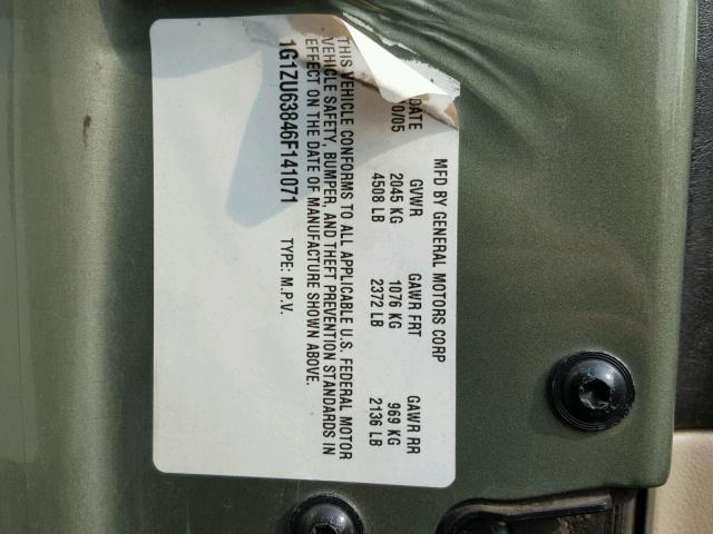 1G1ZU63846F141071 - 2006 CHEVROLET MALIBU MAX GREEN photo 10