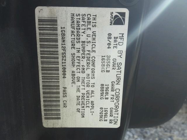 1G8AN12F55Z110004 - 2005 SATURN ION LEVEL RED photo 10