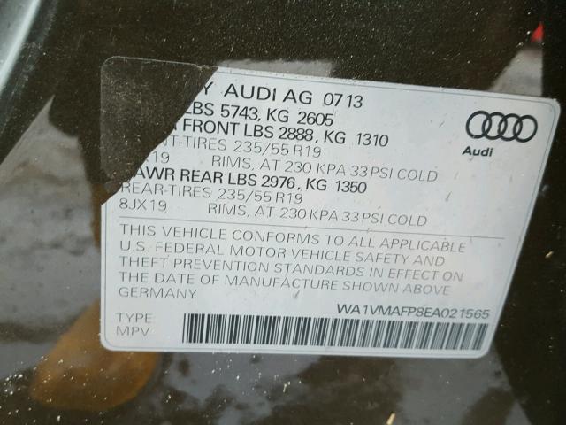 WA1VMAFP8EA021565 - 2014 AUDI Q5 TDI BLACK photo 10