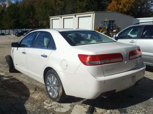 3LNDL2L32CR822244 - 2012 LINCOLN MKZ HYBRID WHITE photo 3