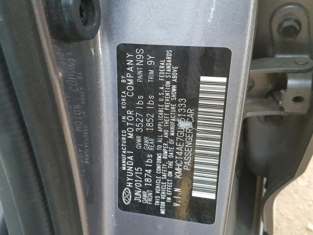 KMHCT4AE7GU951333 - 2016 HYUNDAI ACCENT SE GRAY photo 10