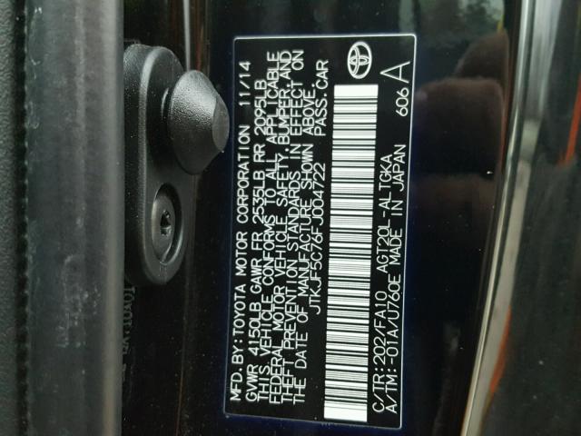 JTKJF5C76FJ004722 - 2015 TOYOTA SCION TC BLACK photo 10