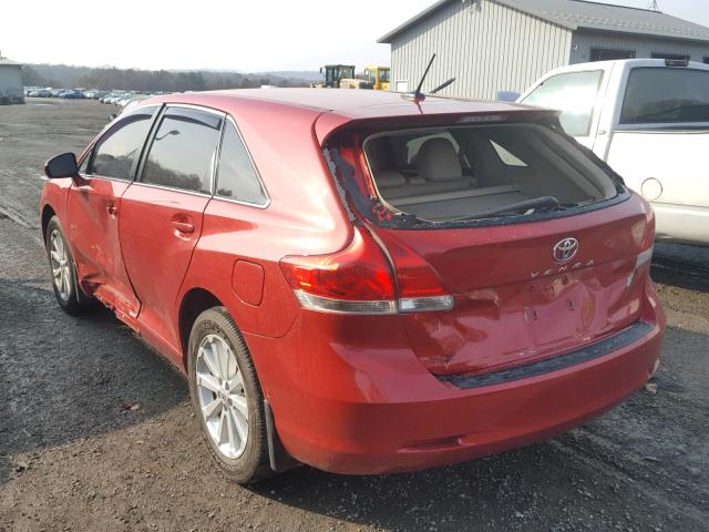 4T3ZA3BBXAU036697 - 2010 TOYOTA VENZA BASE RED photo 3